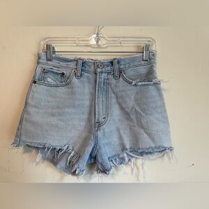 Abercrombie Fitch Annie High Rise Jean Shorts Size 25/0 Distressed Cutoff‎ Raw